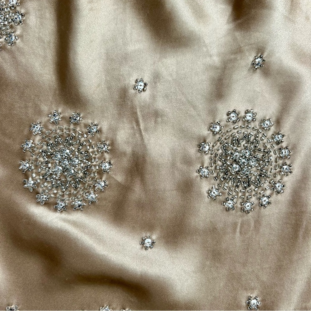 Victoria's Secret Gold Tan Silk Beaded Sequin Cami Spaghetti Strap Baby Doll M - Picture 6 of 10